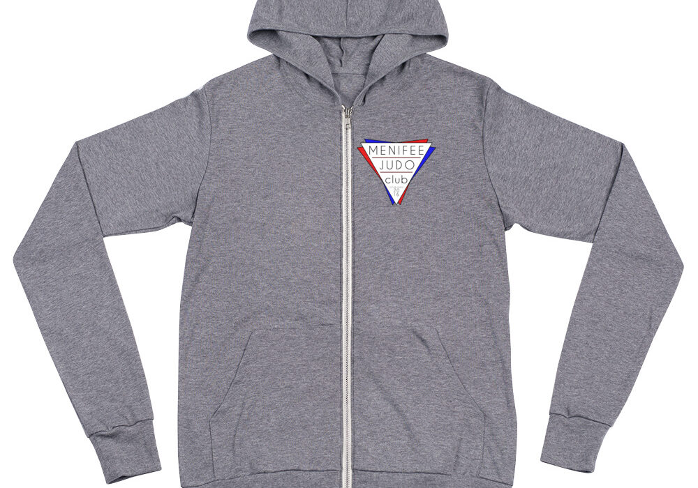 MJC gray zip-up hoodie.